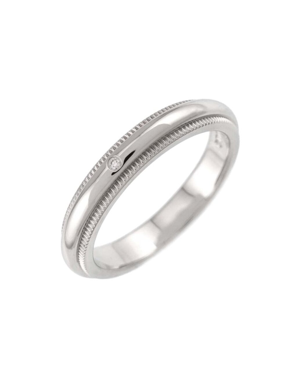 Tiffany & Co Milgrain Band Ring Diamond Platinum Together